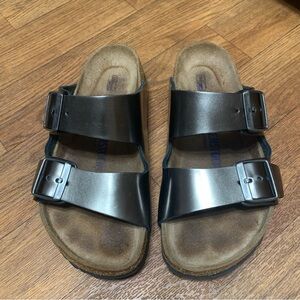 Birkenstock Arizona Soft Footbed Sandals - Metallic Anthracite Size 37